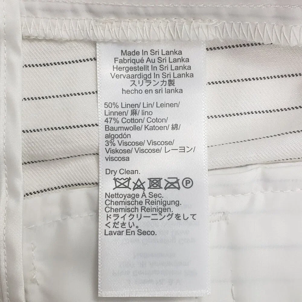 Madewell Superwide-Leg Trouser in Pinstripe Linen Blend Womens 4 Ivory Black - Picture 14 of 16